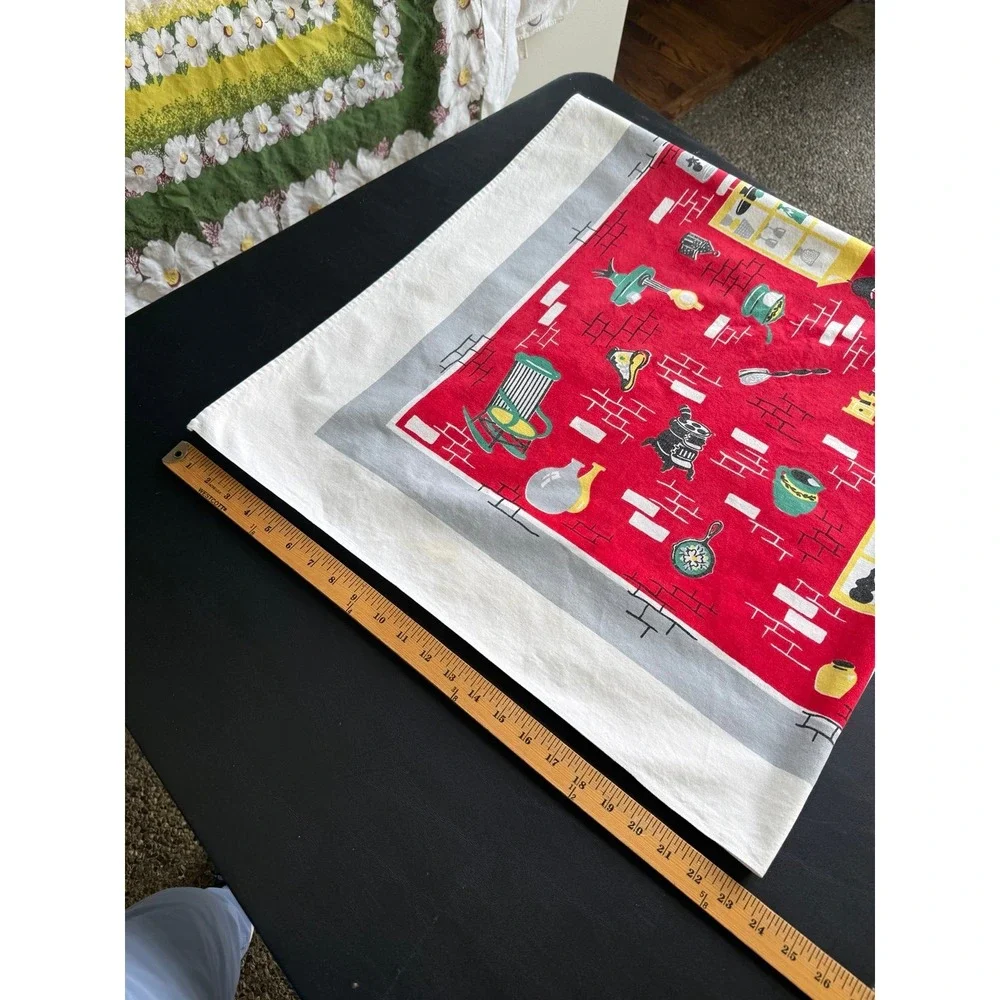 Vintage tablecloth. Red